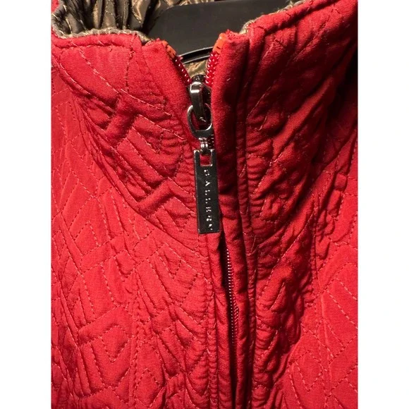 Gallery New York Dark Red Quilted Zipper Jacket Women's Medium Geometric Pattern - Picture 4 of 8